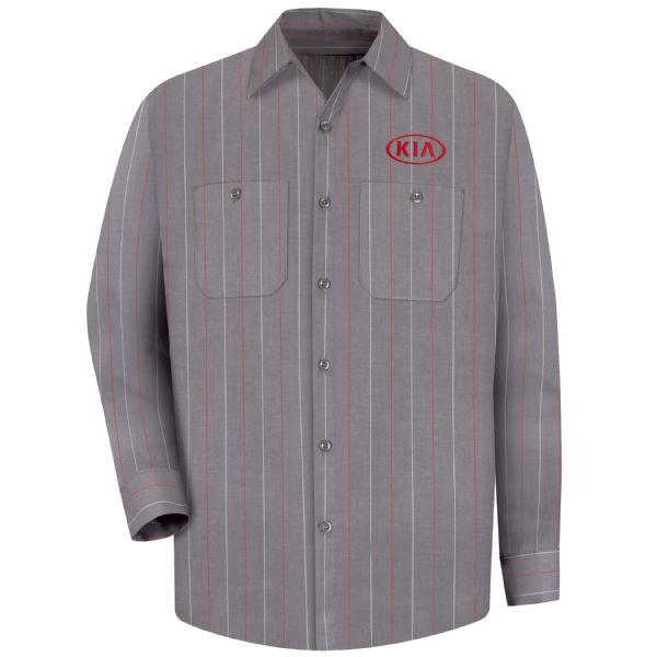 Kia® Men's Long Sleeve Industrial Stripe Work Shirt Kia® Men's Long Sleeve Industrial Stripe Work Shirt