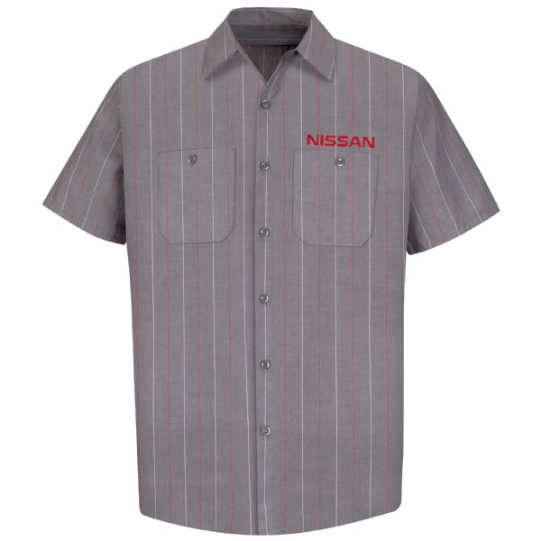 Nissan® Men's Short Sleeve Industrial Stripe Work Shirt Nissan® Men's Short Sleeve Industrial Stripe Work Shirt