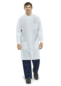 Polyester Butcher Coat with 3 Interior Pockets and Knit Cuffs