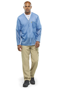 Lightweight ESD Jacket with Snap Cuffs and V-Neck