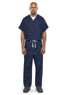 Short Sleeve Scrub Top with Chest Pocket