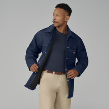 Chamarra de trabajo con forro de franela de mezclilla para hombre