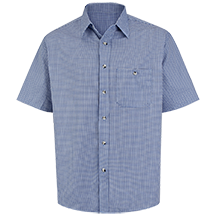 Short Sleeve Mini-Plaid Uniform Shirt