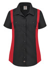 Women's Short-Sleeve Industrial Color Block Shirt - Front