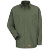 Olive Green - Men's Canvas Long-Sleeve Work Shirt - Front