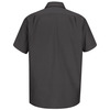 Charcoal - Men's Canvas Short-Sleeve Work Shirt - Back
