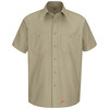 Khaki - Men's Canvas Short-Sleeve Work Shirt - Front