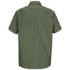 Olive Green - Men's Canvas Short-Sleeve Work Shirt - Back