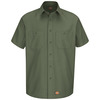 Olive Green - Men's Canvas Short-Sleeve Work Shirt - Front