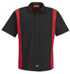 Black/English Red - Men's Industrial Color Block Short-Sleeve Shirt - Front