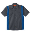 Dark Charcoal/Royal Blue - Men's Industrial Color Block Short-Sleeve Shirt - Front