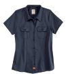 Dark Navy - Women's Short-Sleeve Traditional Work Shirt - Front
