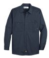 Dark Navy - Men's Industrial Cotton Long-Sleeve Work Shirt - Front