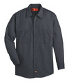 Dark Charcoal - Men's Industrial Long-Sleeve Work Shirt - Front