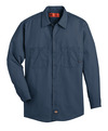 Dark Navy - Men's Industrial Long-Sleeve Work Shirt - Front
