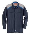 Dark Navy (Dark Navy/Smoke/Royal Blue) - Men's Tricolor Long-Sleeve Shop Shirt - Front