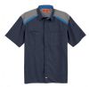 Men's Tricolor Short-Sleeve Shop Shirt - Front