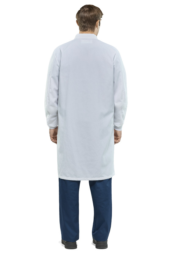 Polyester Pocketless Butcher Coat with Knit Cuffs - Front