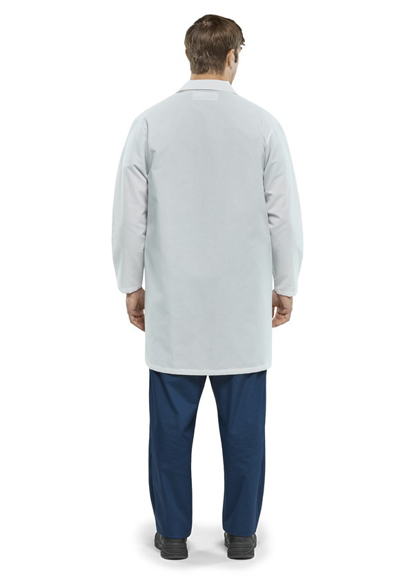 Polyester / Cotton Lab Coat with Knit Cuffs - Front