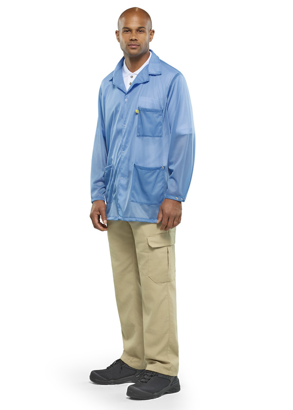 Lightweight ESD Jacket with Snap Cuffs - Front