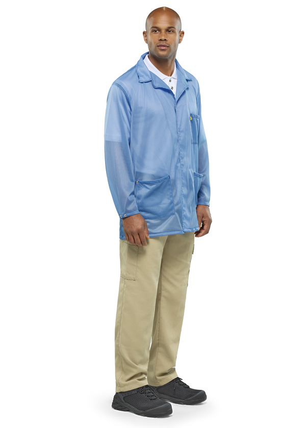 Lightweight ESD Jacket with Snap Cuffs - Front