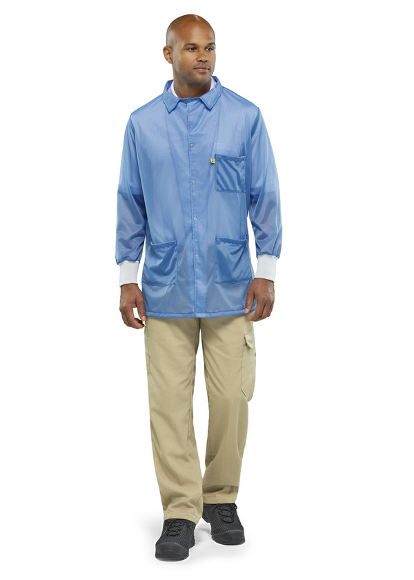 Lightweight ESD Jacket with Knit Cuffs - Front