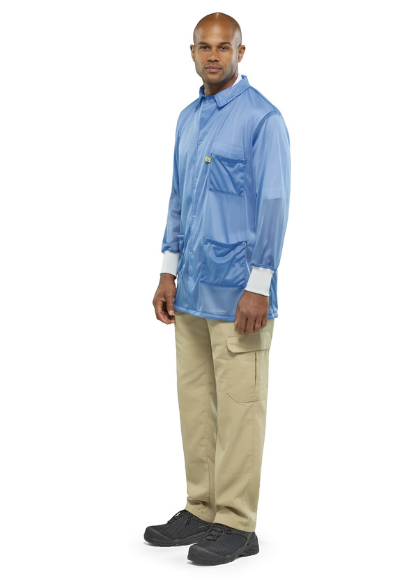 Lightweight ESD Jacket with Knit Cuffs - Front