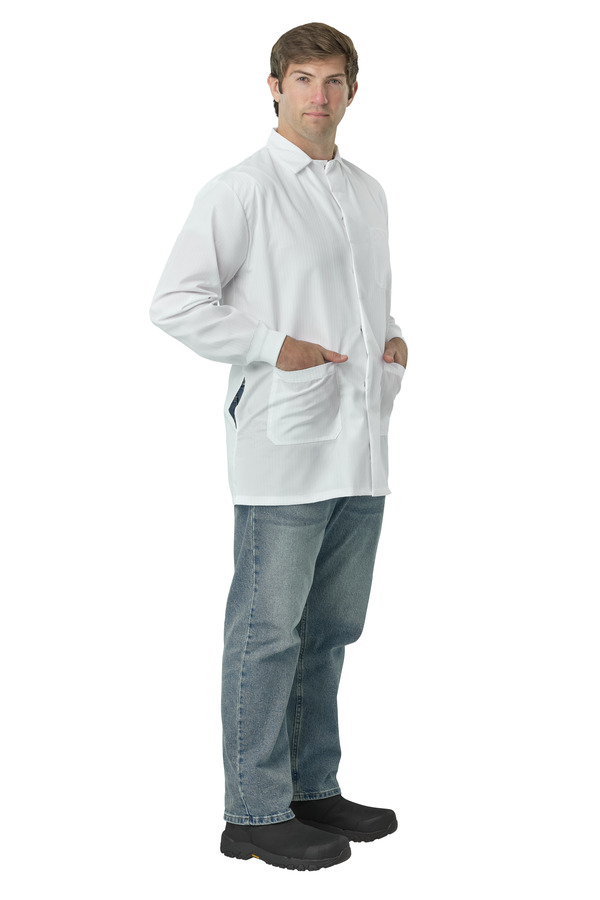 Short ESD & Fluid Barrier Lab Coat - Front