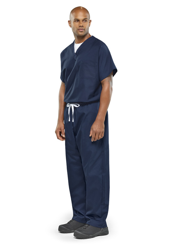 Short Sleeve Scrub Top with Chest Pocket - Front