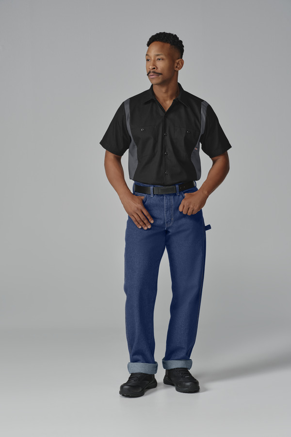 Men's Industrial Color Block Short-Sleeve Shirt - Front