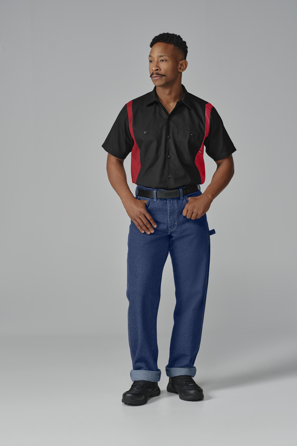 Men's Industrial Color Block Short-Sleeve Shirt - Front