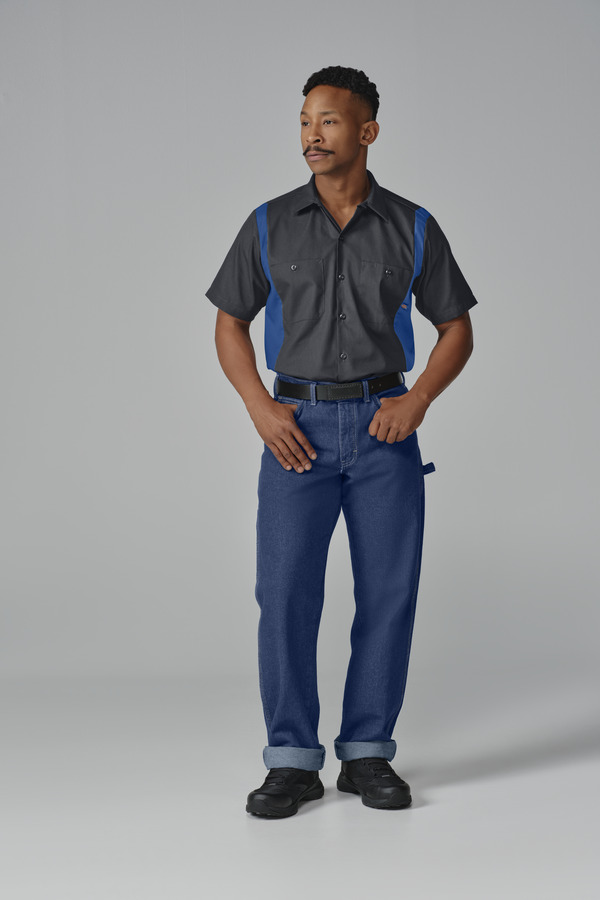 Men's Industrial Color Block Short-Sleeve Shirt - Front