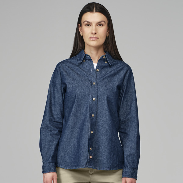 Women's Denim Long Sleeve Work Shirt - Front