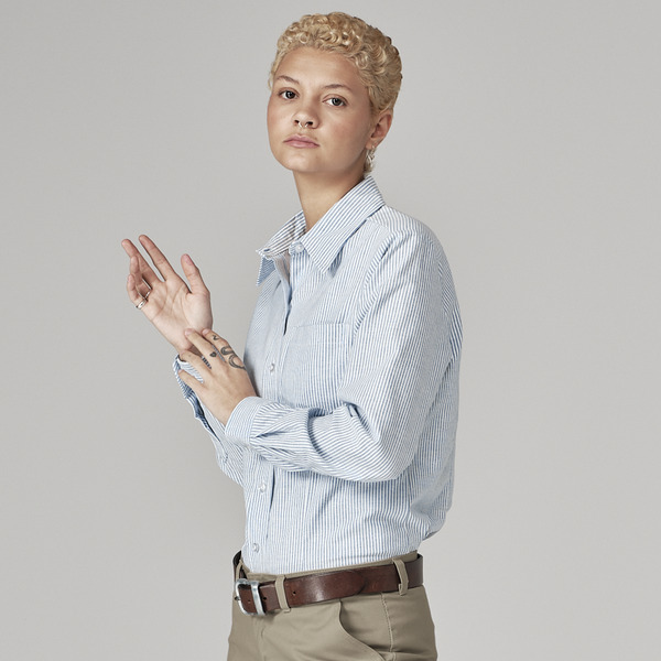 Women's Long-Sleeve Stretch Oxford Shirt - Front
