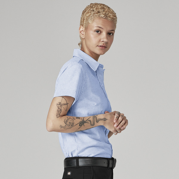 Women's Short-Sleeve Stretch Oxford Shirt - Front