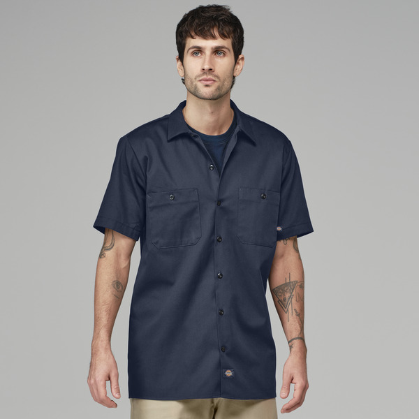 Men's Industrial Cotton Short-Sleeve Work Shirt - Front