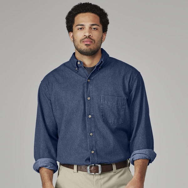 Men's Denim Long-Sleeve Work Shirt - Front