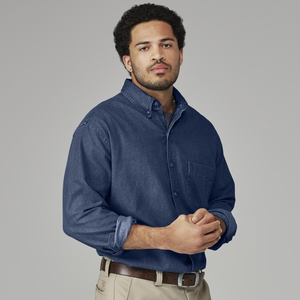 Men's Denim Long-Sleeve Work Shirt - Front