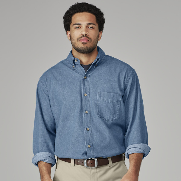 Men's Denim Long-Sleeve Work Shirt - Front