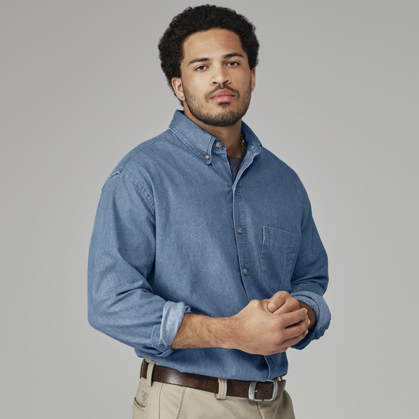 Men's Denim Long-Sleeve Work Shirt - Front