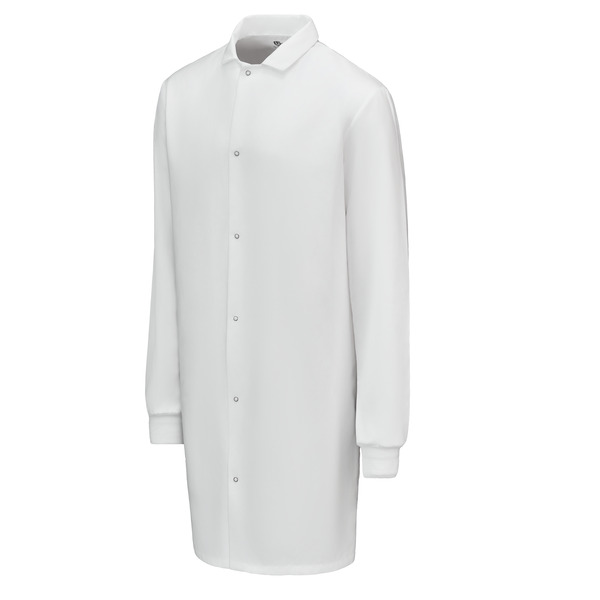 Polyester Pocketless Butcher Coat with Knit Cuffs - Front