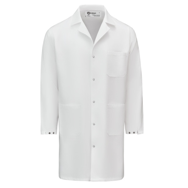 Polyester / Cotton Lab Coat with Knit Cuffs - Front