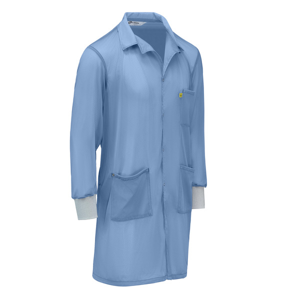 Lightweight ESD Lab Coat with Knit Cuffs - Front