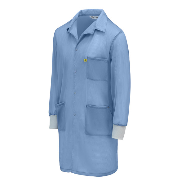 Lightweight ESD Lab Coat with Knit Cuffs - Front