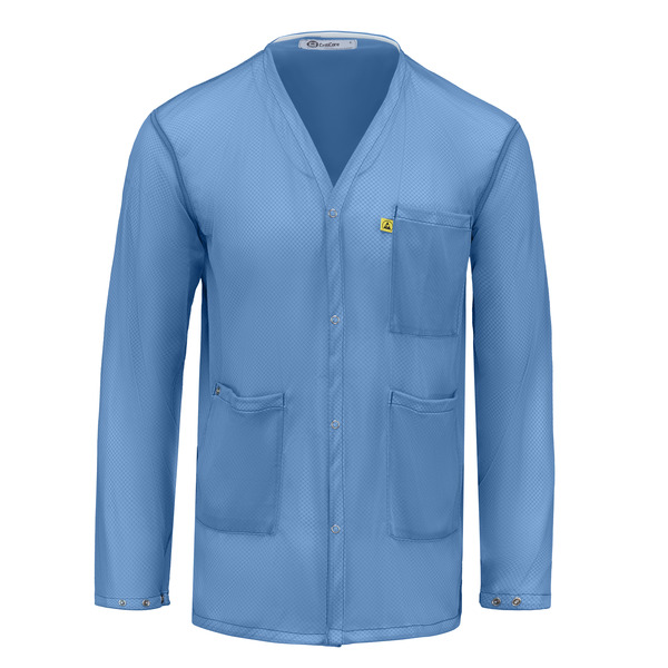 Lightweight ESD Jacket with Snap Cuffs and V-Neck - Front