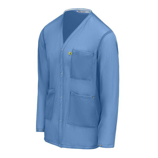 Lightweight ESD Jacket with Snap Cuffs and V-Neck - Front
