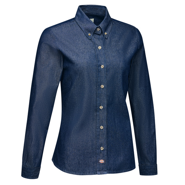 Women's Denim Long Sleeve Work Shirt - Front