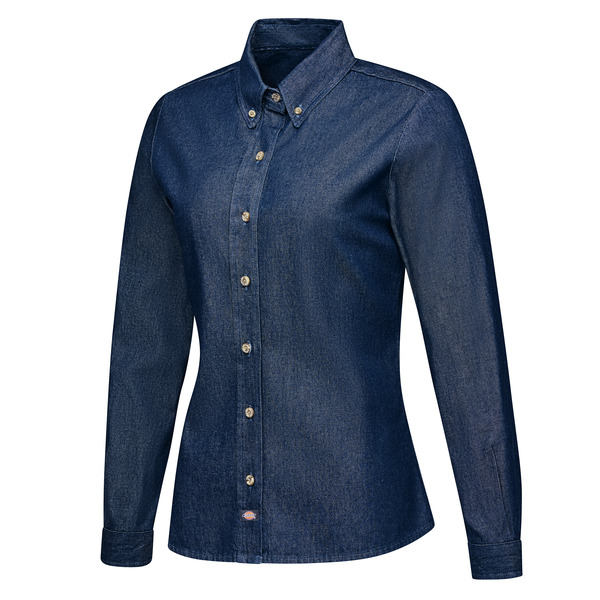 Women's Denim Long Sleeve Work Shirt - Front