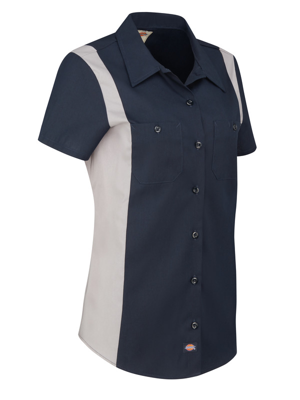 Women's Short-Sleeve Industrial Color Block Shirt - Front