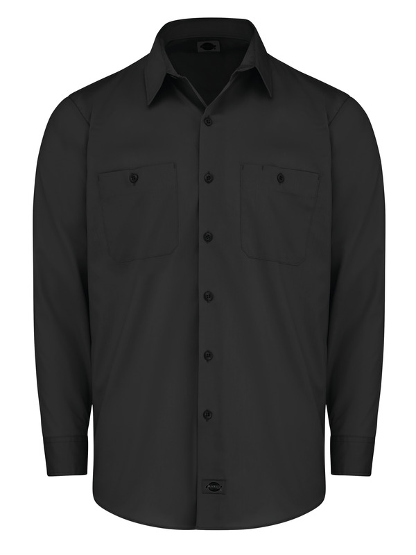Black - Men's Industrial WorkTech Ventilated Long-Sleeve Work Shirt With Cooling Mesh - Front